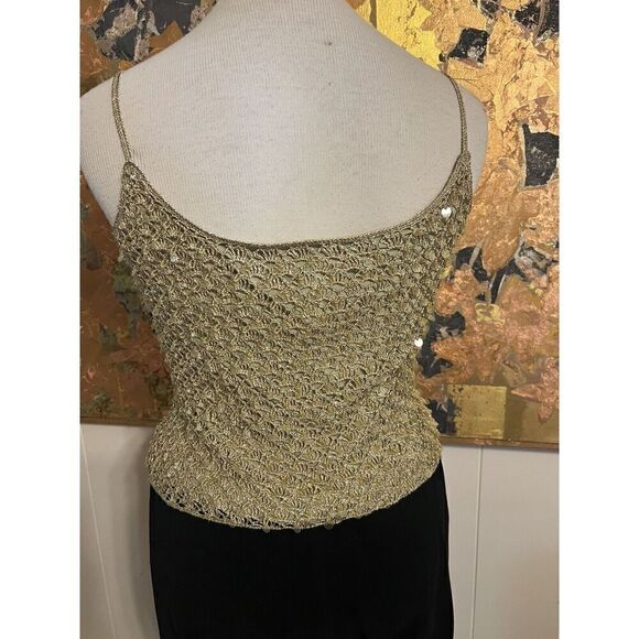Carmen Marc Valvo Collection Women XL Dressy Twin Set Top Gold Sequins Textured - Picture 9 of 13